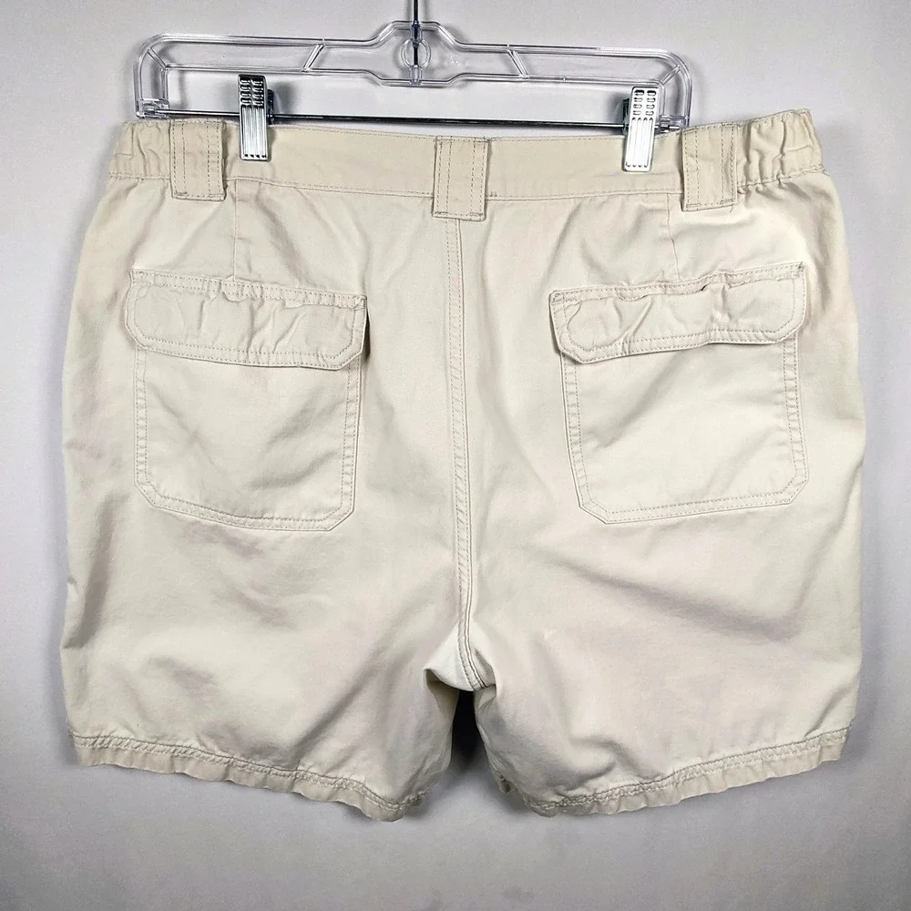 Croft & Barrow Mens 34 Cargo Shorts Beige Cotton Elastic Waist Utility Hiking